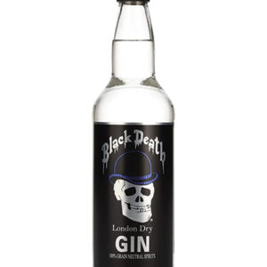 Botella de ginebra Black Death London Dry Gin